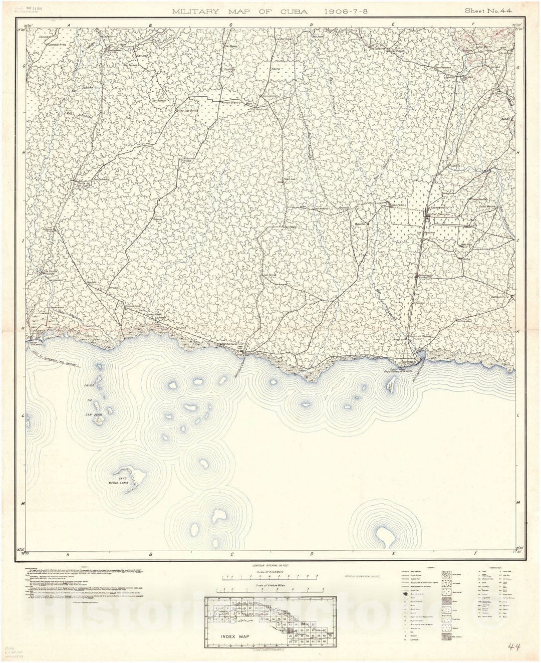 Map : Cuba 1906 61, Military map of Cuba , Antique Vintage Reproduction