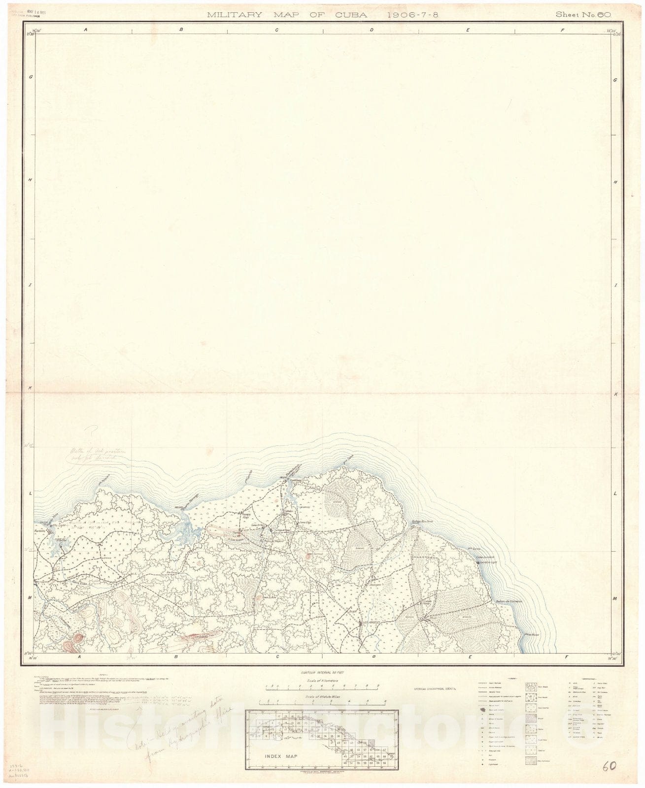 Map : Cuba 1906 63, Military map of Cuba , Antique Vintage Reproduction