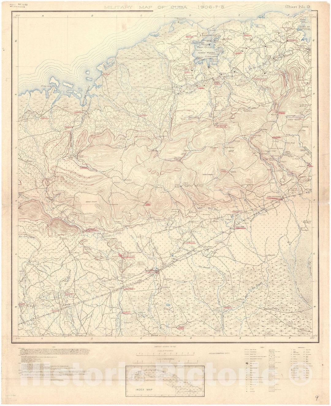 Map : Cuba 1906 65, Military map of Cuba , Antique Vintage Reproduction