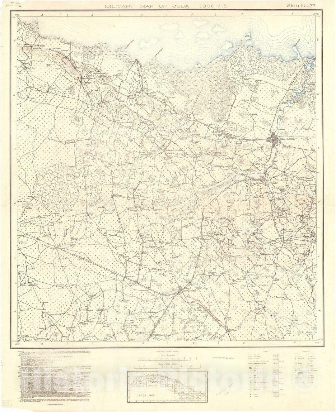 Map : Cuba 1906 70, Military map of Cuba , Antique Vintage Reproduction