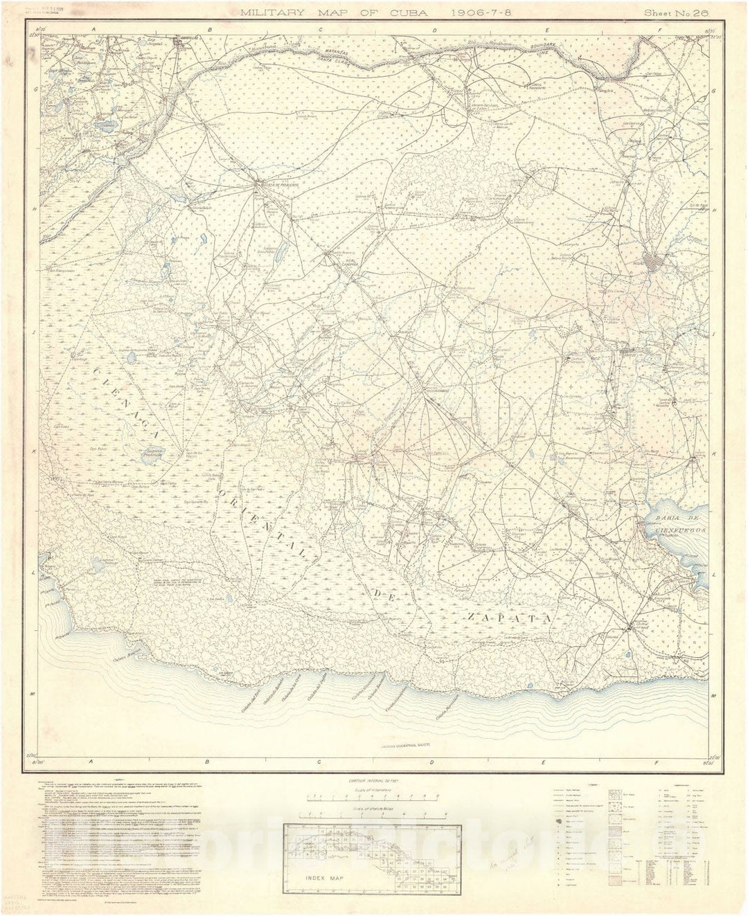 Map : Cuba 1906 71, Military map of Cuba , Antique Vintage Reproduction