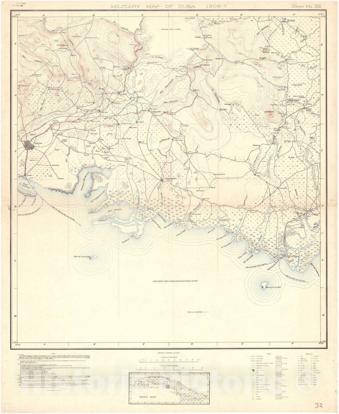 Map : Cuba 1906 73, Military map of Cuba , Antique Vintage Reproduction