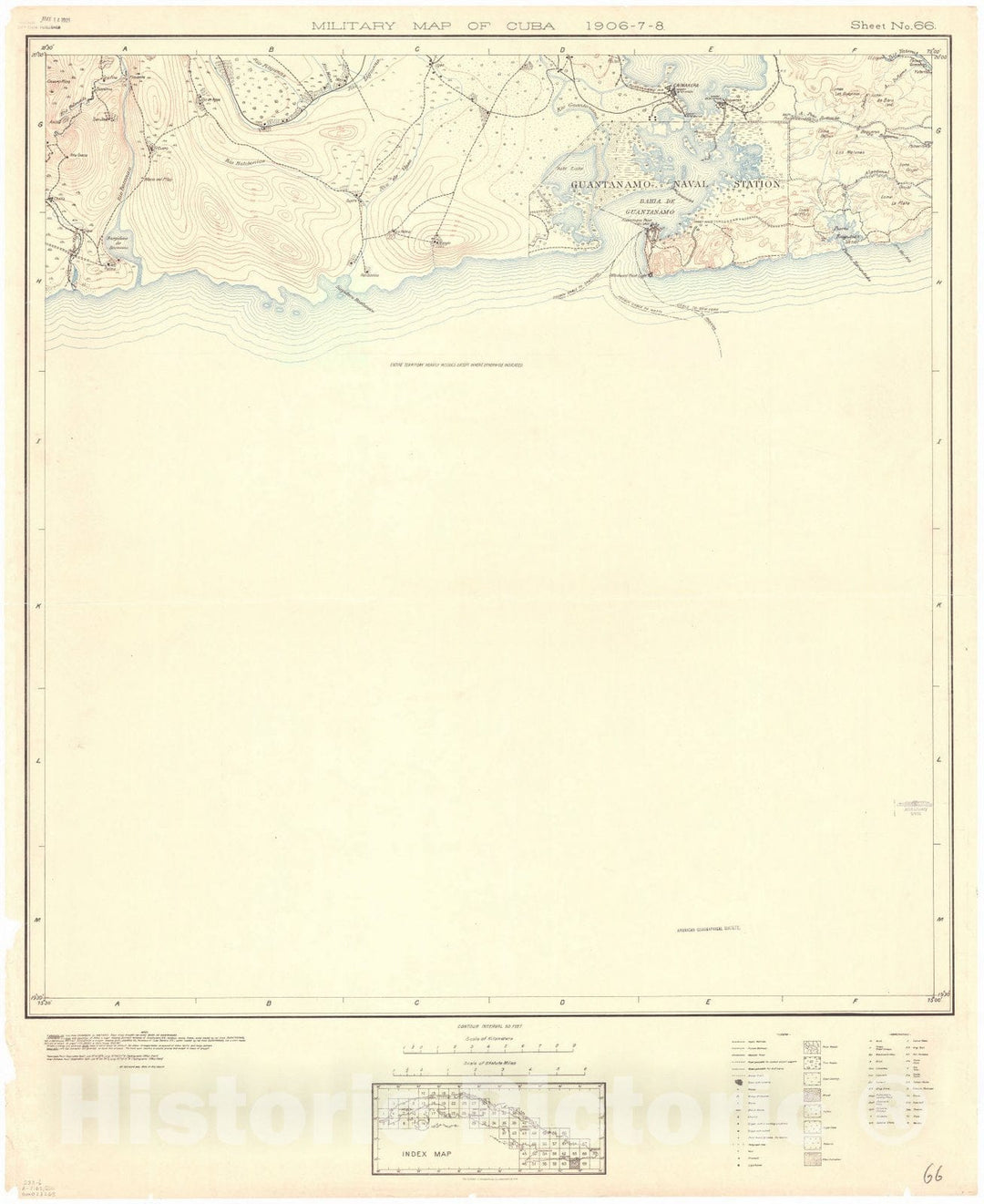 Map : Cuba 1906 74, Military map of Cuba , Antique Vintage Reproduction