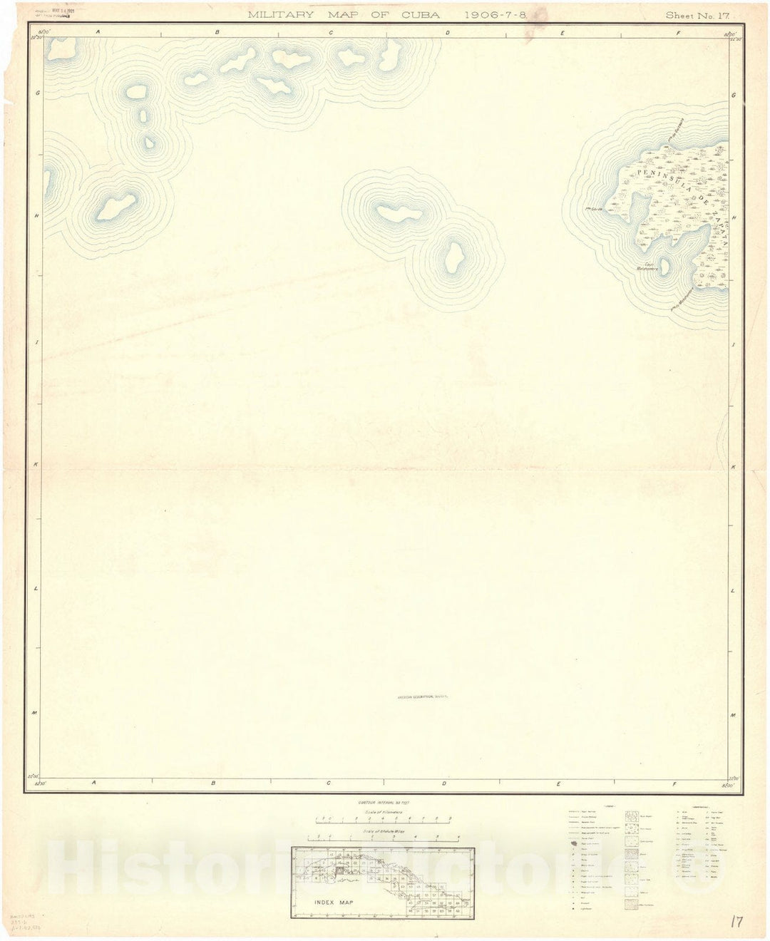 Map : Cuba 1906 76, Military map of Cuba , Antique Vintage Reproduction