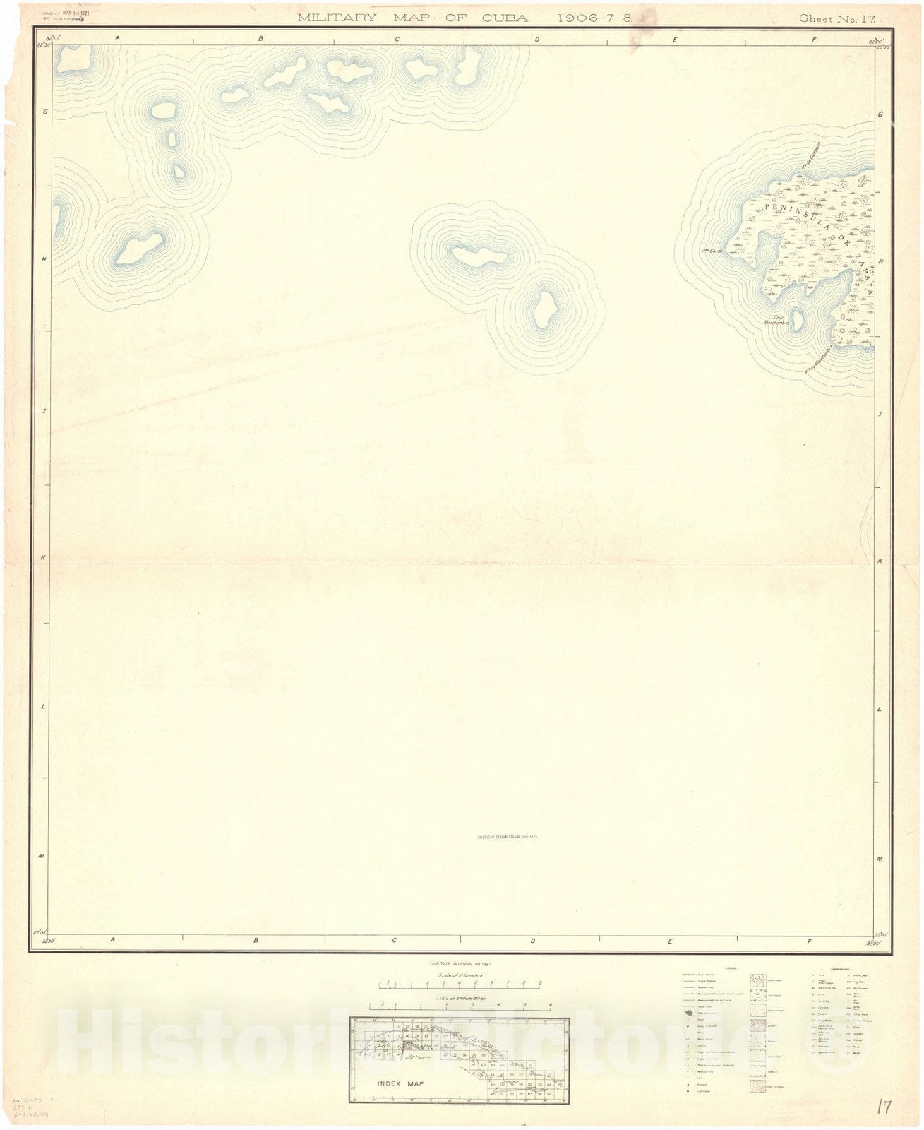 Map : Cuba 1906 76, Military map of Cuba , Antique Vintage Reproduction