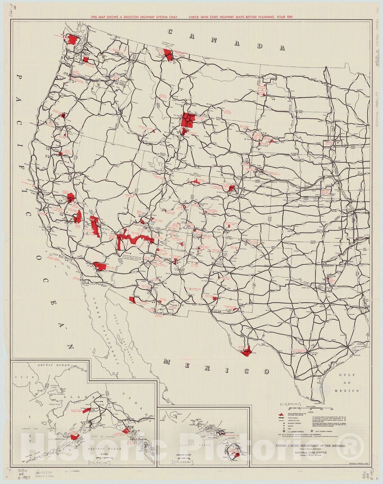 Map : United States, western 1957, The national park system, western United States an invitation , Antique Vintage Reproduction