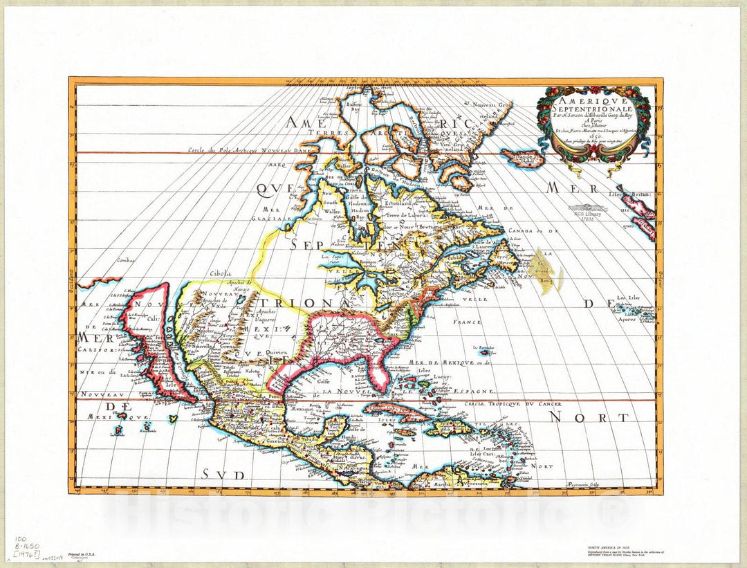 Map : North America 1650 1976, Amerique septentrionale , Antique Vintage Reproduction