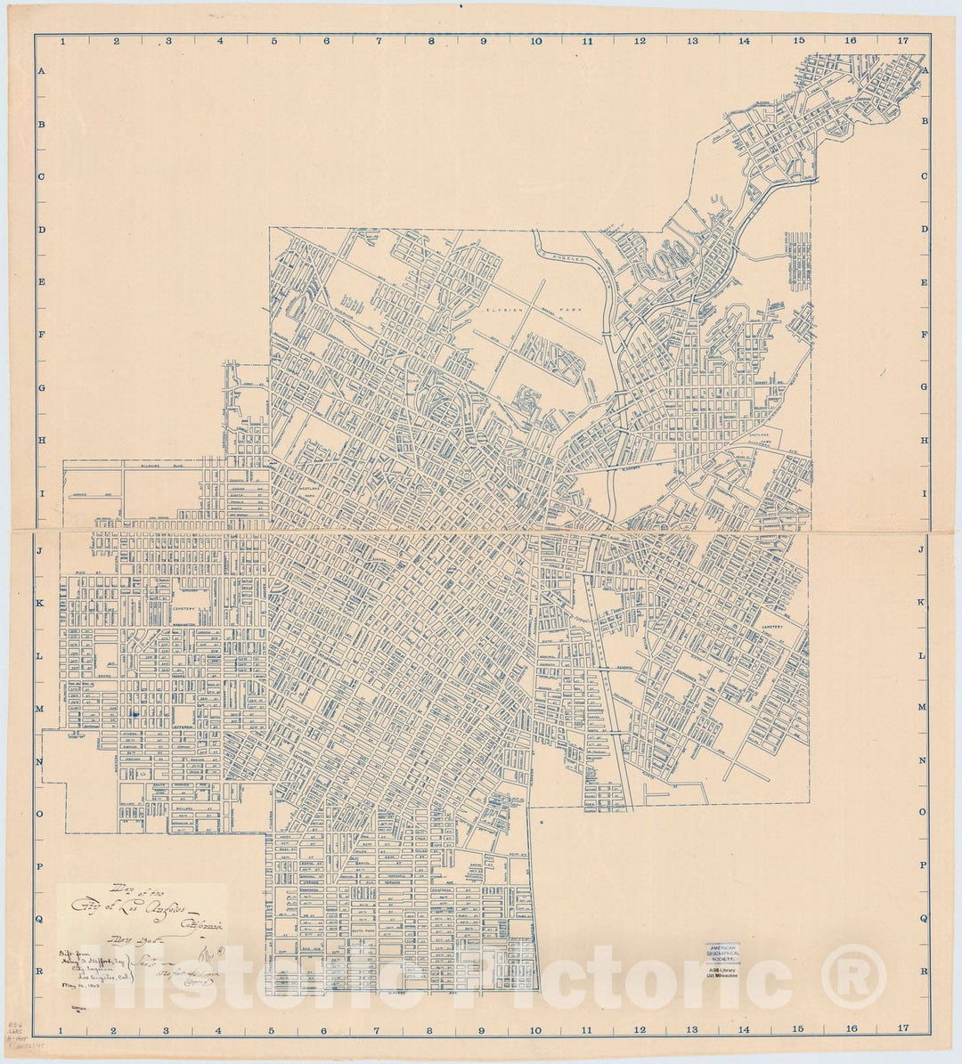 Map : Los Angeles, California 1905, Map of the city of Los Angeles, California, Antique Vintage Reproduction