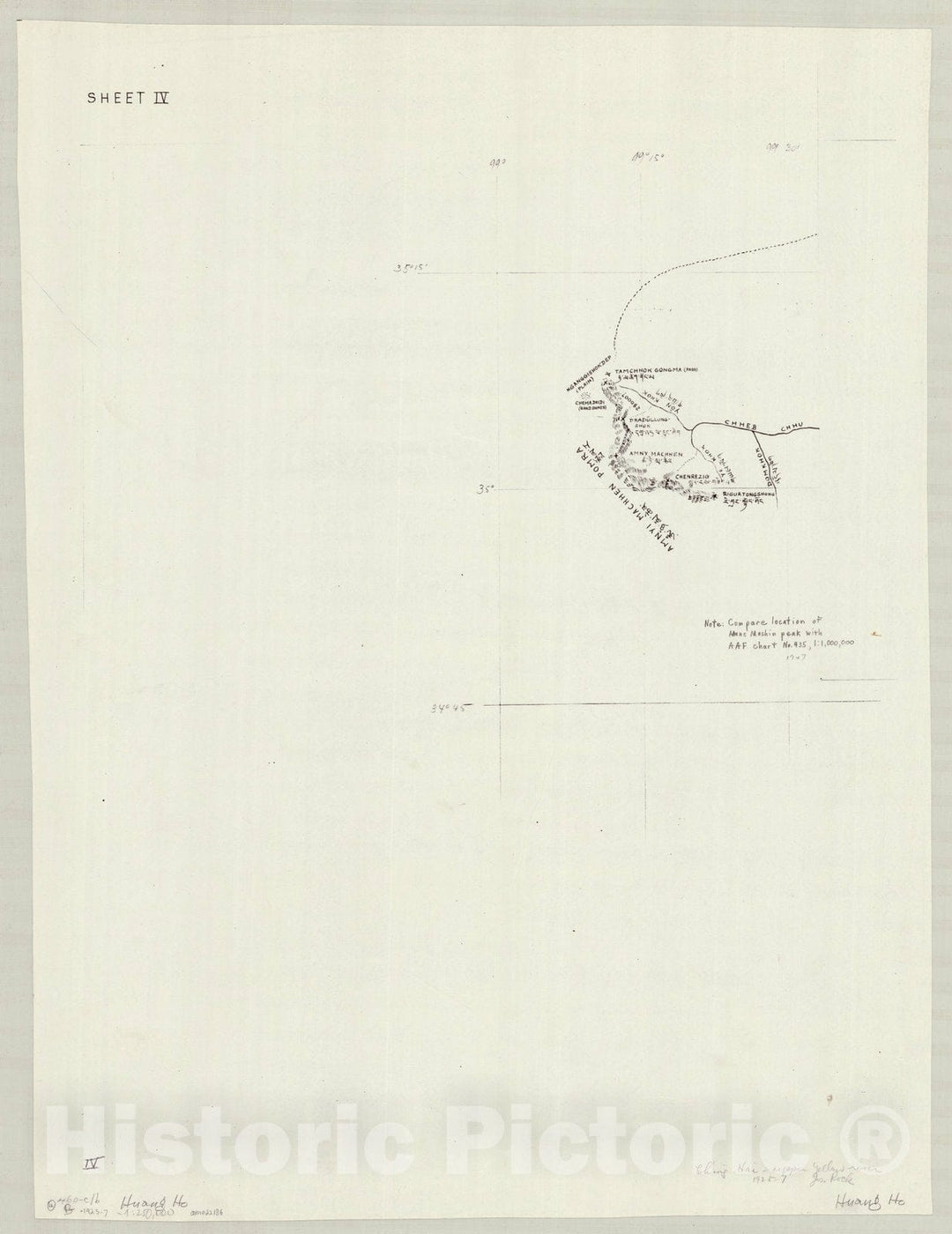 Map : Yellow River, China 1927 4, Ch'ing-hai upper Yellow River expedition, 1925-27 , Antique Vintage Reproduction