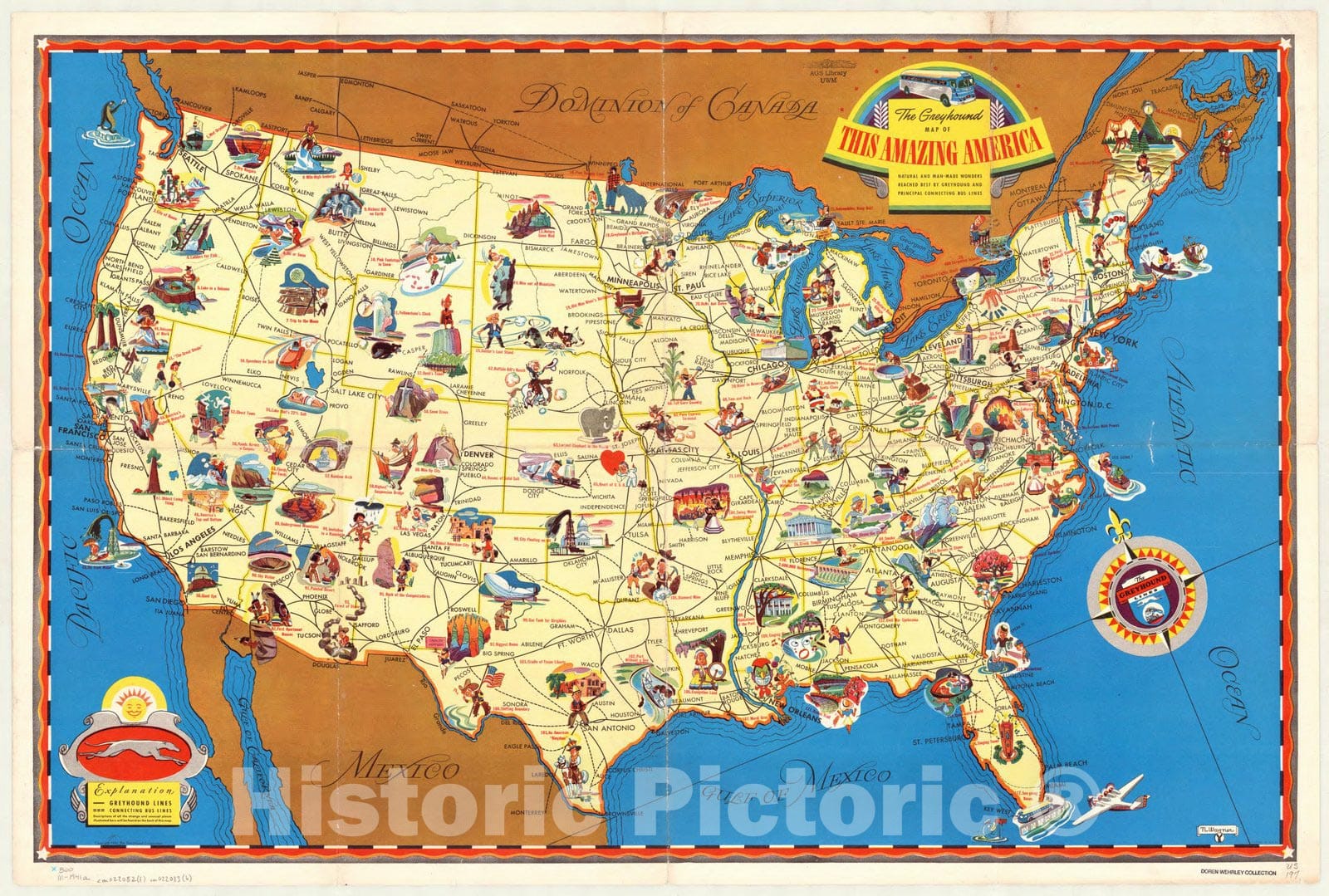 Map : United States 1941, The Greyhound map of this amazing America : natural and man-made wonders reached best by Greyhound and principal connecting bus lines