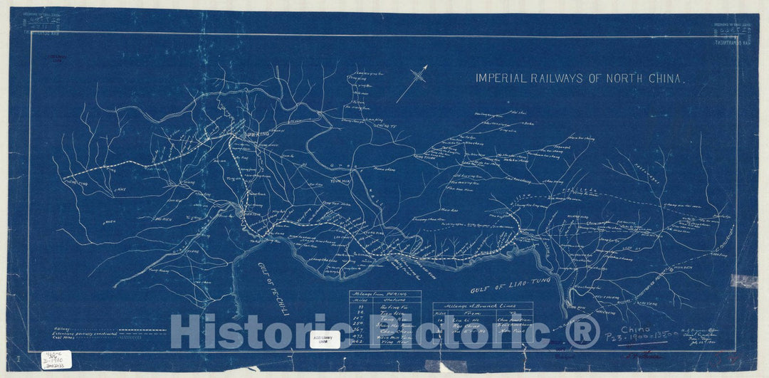 Map : China, northern 1900, Imperial railways of North China , Antique Vintage Reproduction