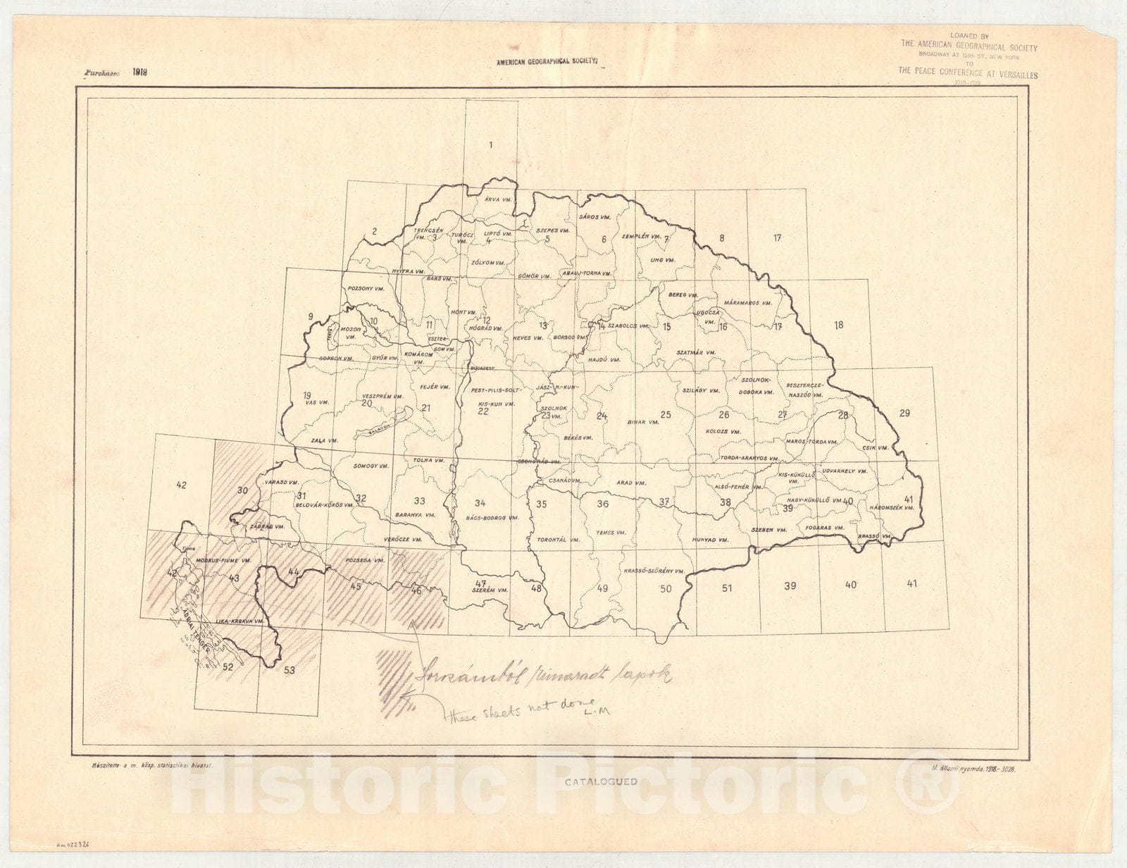 Map : Hungary 1918 61, Ethnographical map of Hungary, Carte ethnographiqe de la Hongrie , Antique Vintage Reproduction