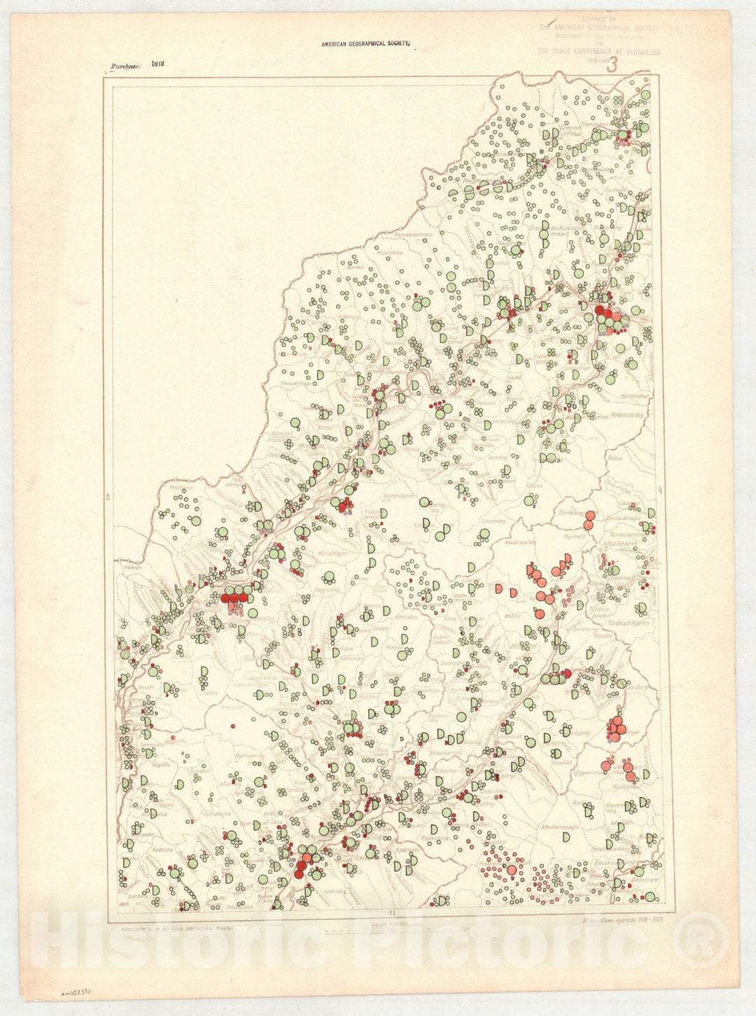 Map : Hungary 1918 50, Ethnographical map of Hungary, Carte ethnographiqe de la Hongrie , Antique Vintage Reproduction