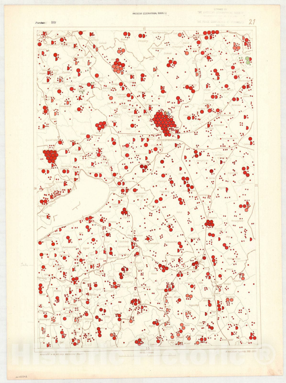 Map : Hungary 1918 20, Ethnographical map of Hungary, Carte ethnographiqe de la Hongrie , Antique Vintage Reproduction