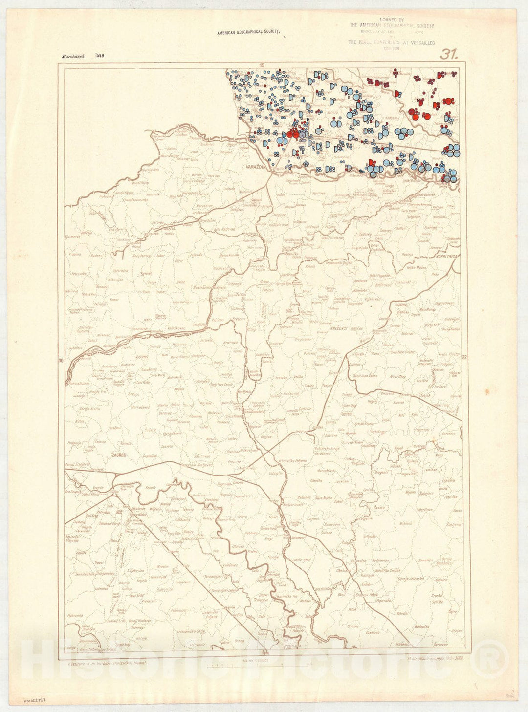 Map : Hungary 1918 30, Ethnographical map of Hungary, Carte ethnographiqe de la Hongrie , Antique Vintage Reproduction