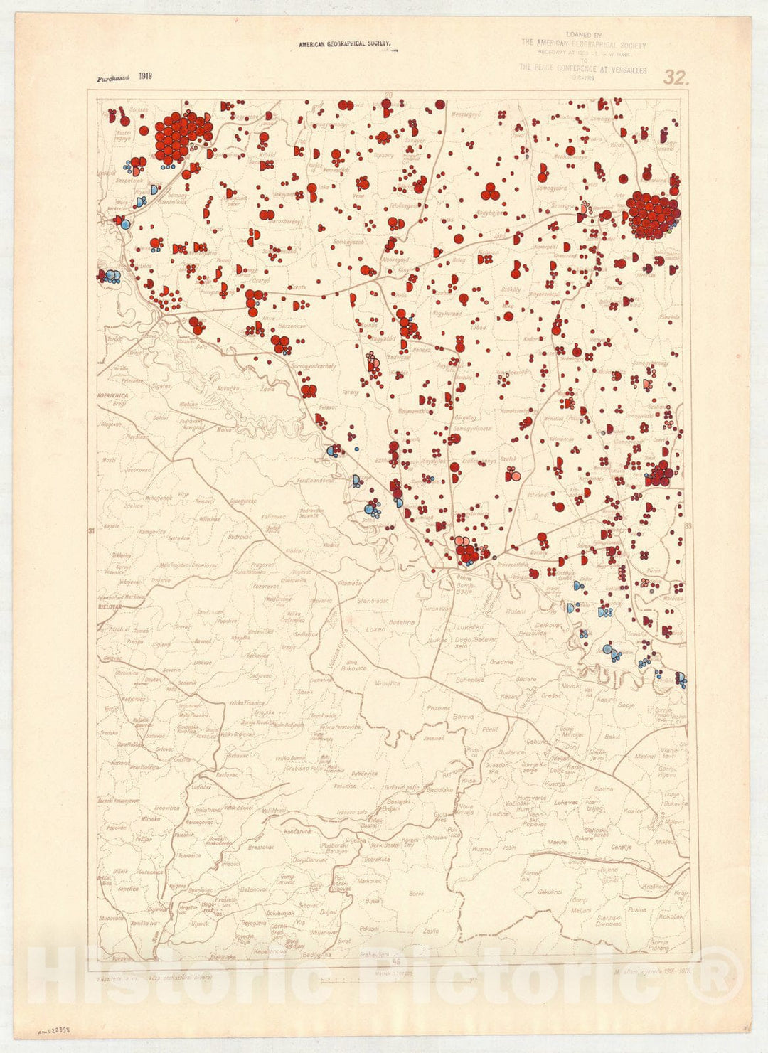 Map : Hungary 1918 31, Ethnographical map of Hungary, Carte ethnographiqe de la Hongrie , Antique Vintage Reproduction