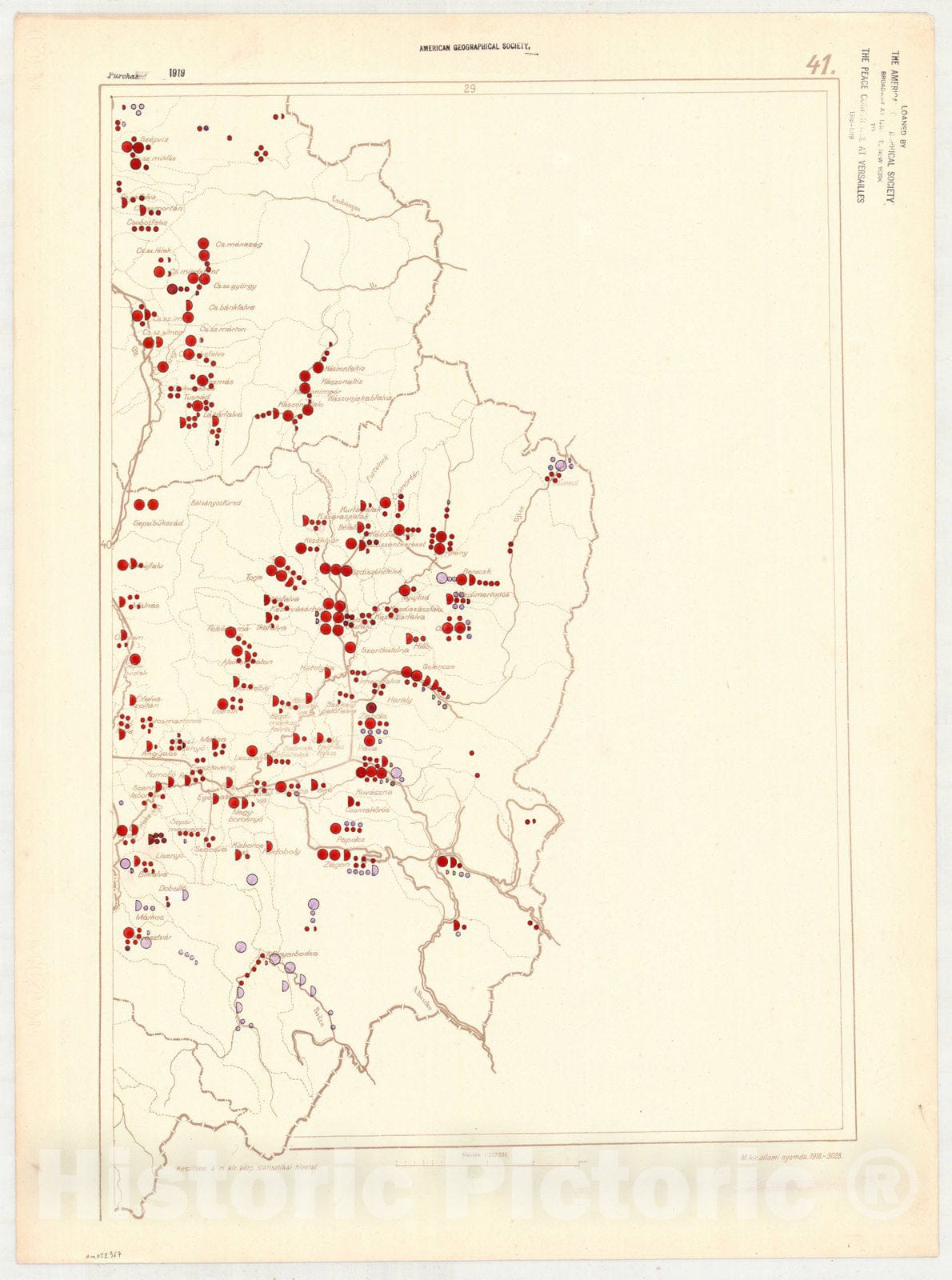 Map : Hungary 1918 41, Ethnographical map of Hungary, Carte ethnographiqe de la Hongrie , Antique Vintage Reproduction