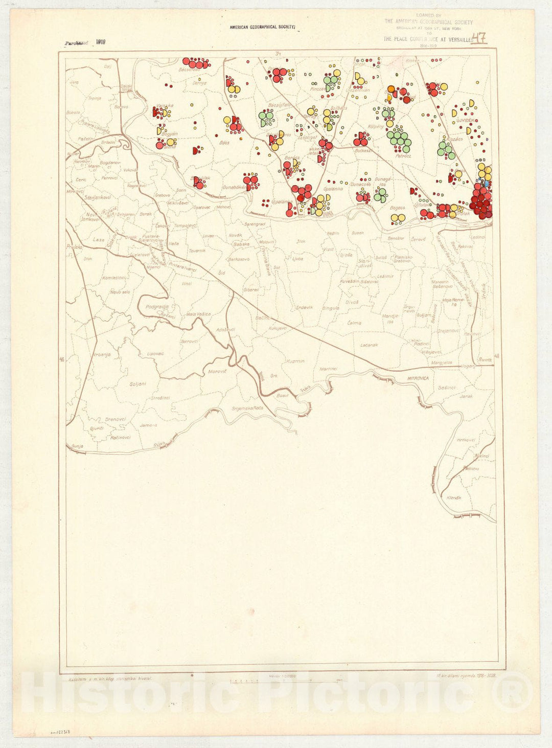 Map : Hungary 1918 42, Ethnographical map of Hungary, Carte ethnographiqe de la Hongrie , Antique Vintage Reproduction