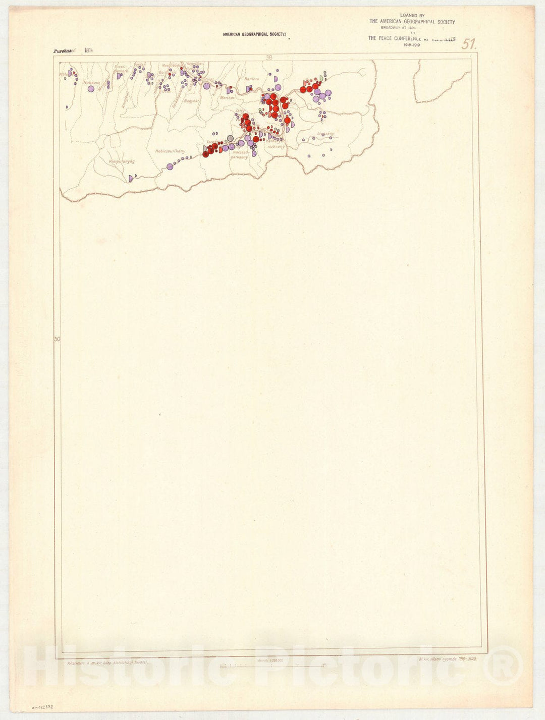 Map : Hungary 1918 46, Ethnographical map of Hungary, Carte ethnographiqe de la Hongrie , Antique Vintage Reproduction