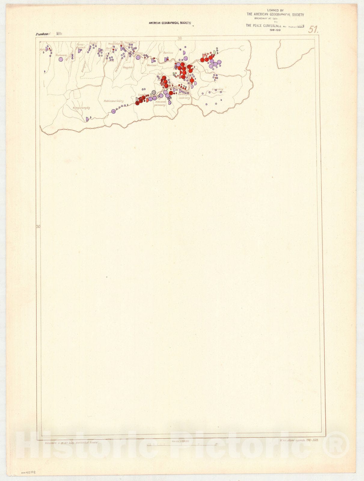 Map : Hungary 1918 46, Ethnographical map of Hungary, Carte ethnographiqe de la Hongrie , Antique Vintage Reproduction