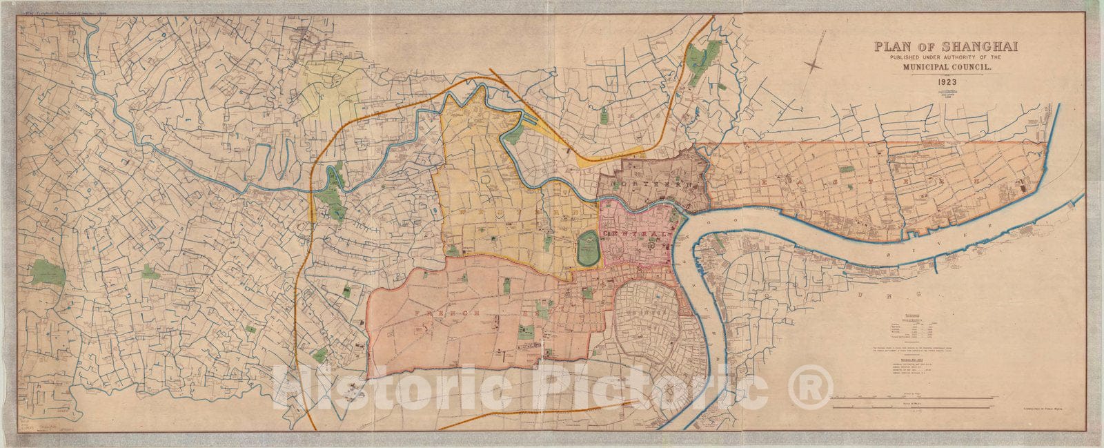 Map : Shanghai, China 1923, Plan of Shanghai , Antique Vintage Reproduction