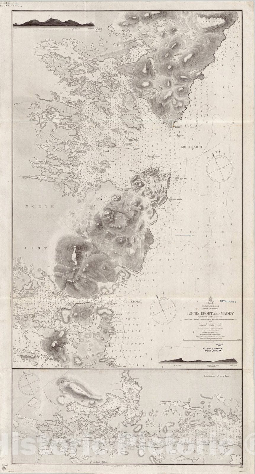 Map : Scotland, west coast 1891, Scotland, west coast, Hebrides, North Uist., Lochs Eport and Maddy , Antique Vintage Reproduction