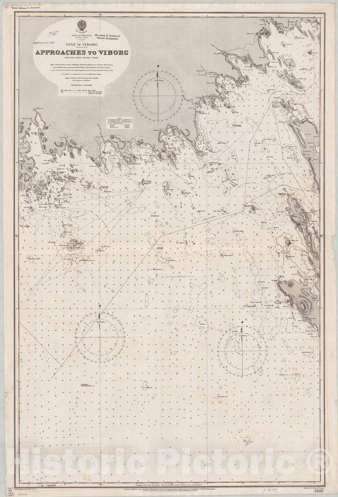 Map : Gulf of Finland 1897, Gulf of Finland, (north shore), Gulf of Viborg, approaches to Viborg , Antique Vintage Reproduction