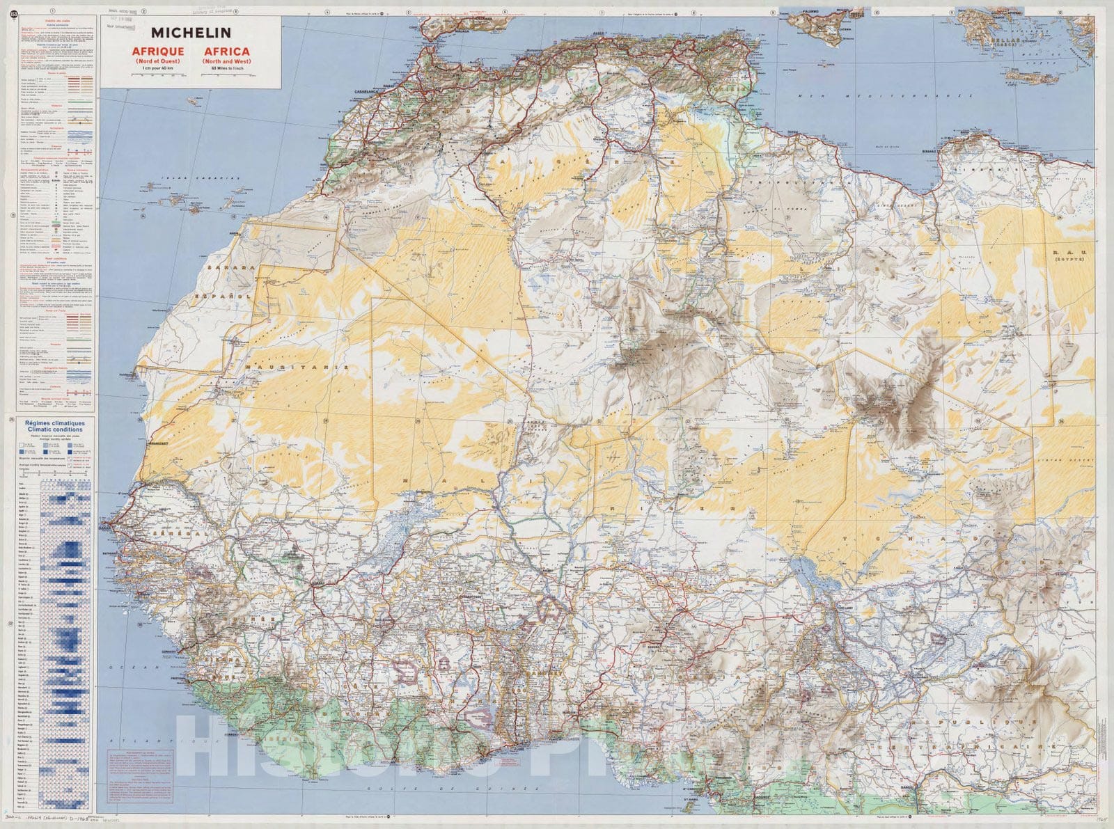 Map : Africa, northern 1965, Afrique (nord et ouest), Africa (north and west) , Antique Vintage Reproduction