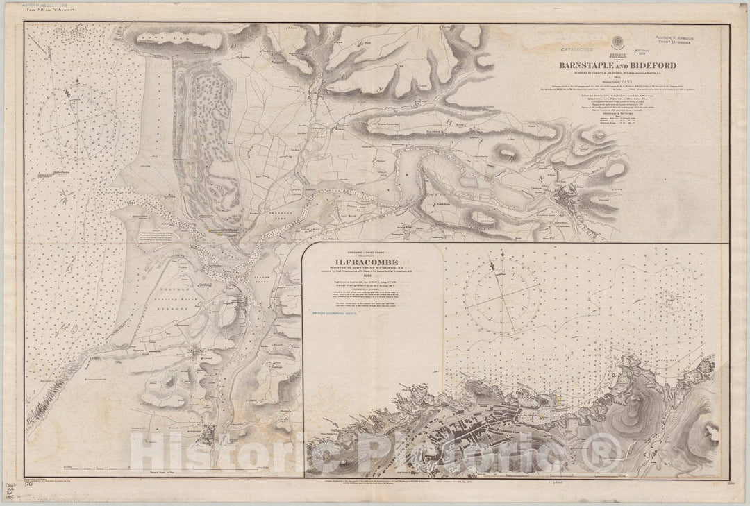 Map : England, west coast 1902, England, west coast, Barnstaple and Bideford , Antique Vintage Reproduction