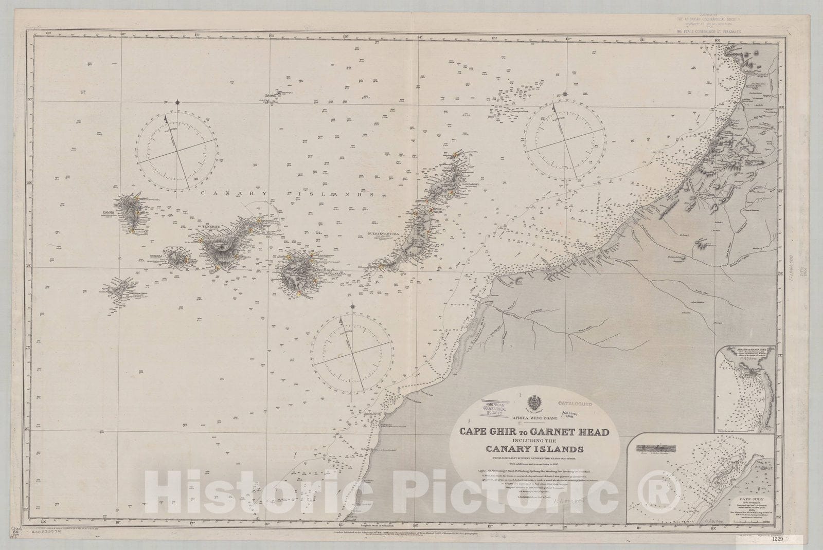 Map : Africa, west coast 1915, Africa - west coast, Cape Ghir to Garnet Head, including the Canary Islands , Antique Vintage Reproduction