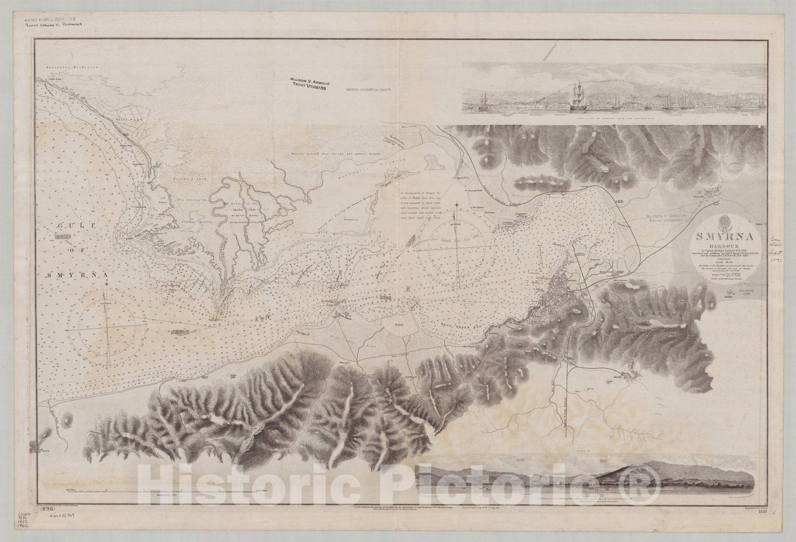 Map : Izmir, Turkey 1902, Smyrna Harbour , Antique Vintage Reproduction