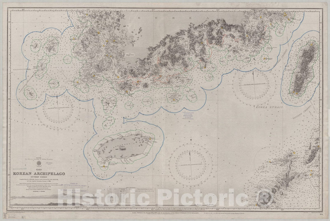 Map : Korea 1916, Korea, Korean Archipelago, southern portion , Antique Vintage Reproduction