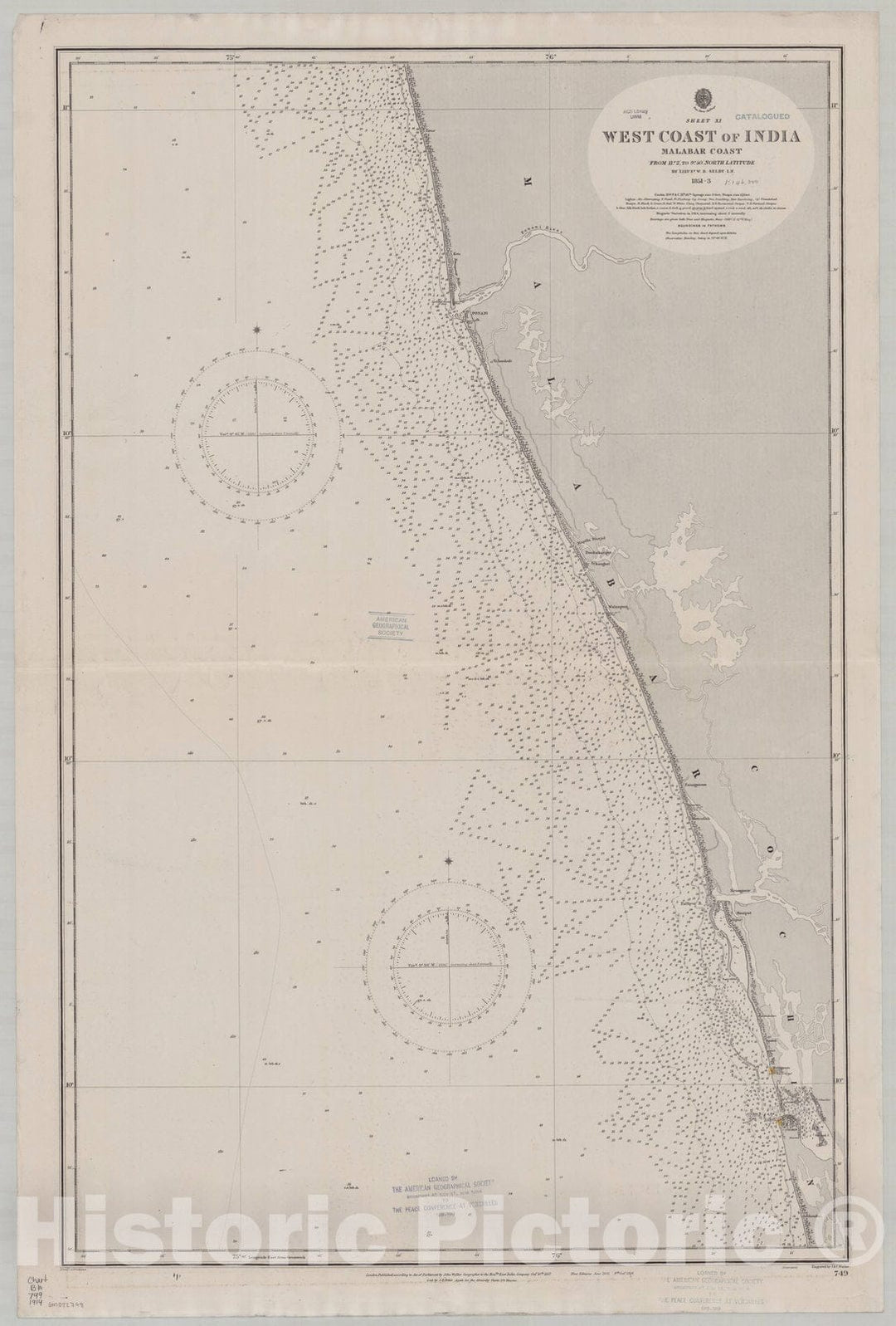 Map : Malabar Coast, India 1914, Sheet 11, west coast of India, Malabar Coast , Antique Vintage Reproduction