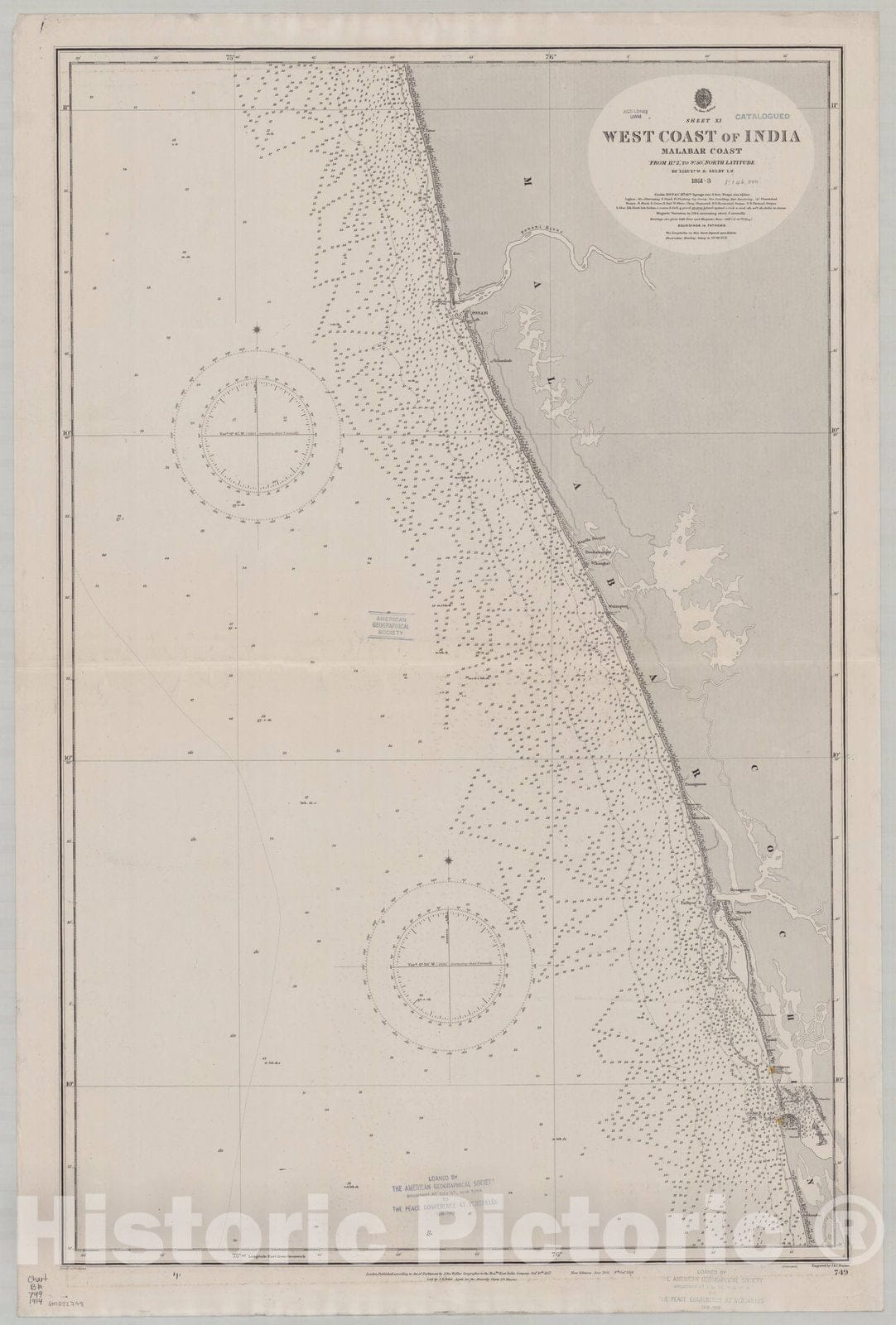 Map : Malabar Coast, India 1914, Sheet 11, west coast of India, Malabar Coast , Antique Vintage Reproduction