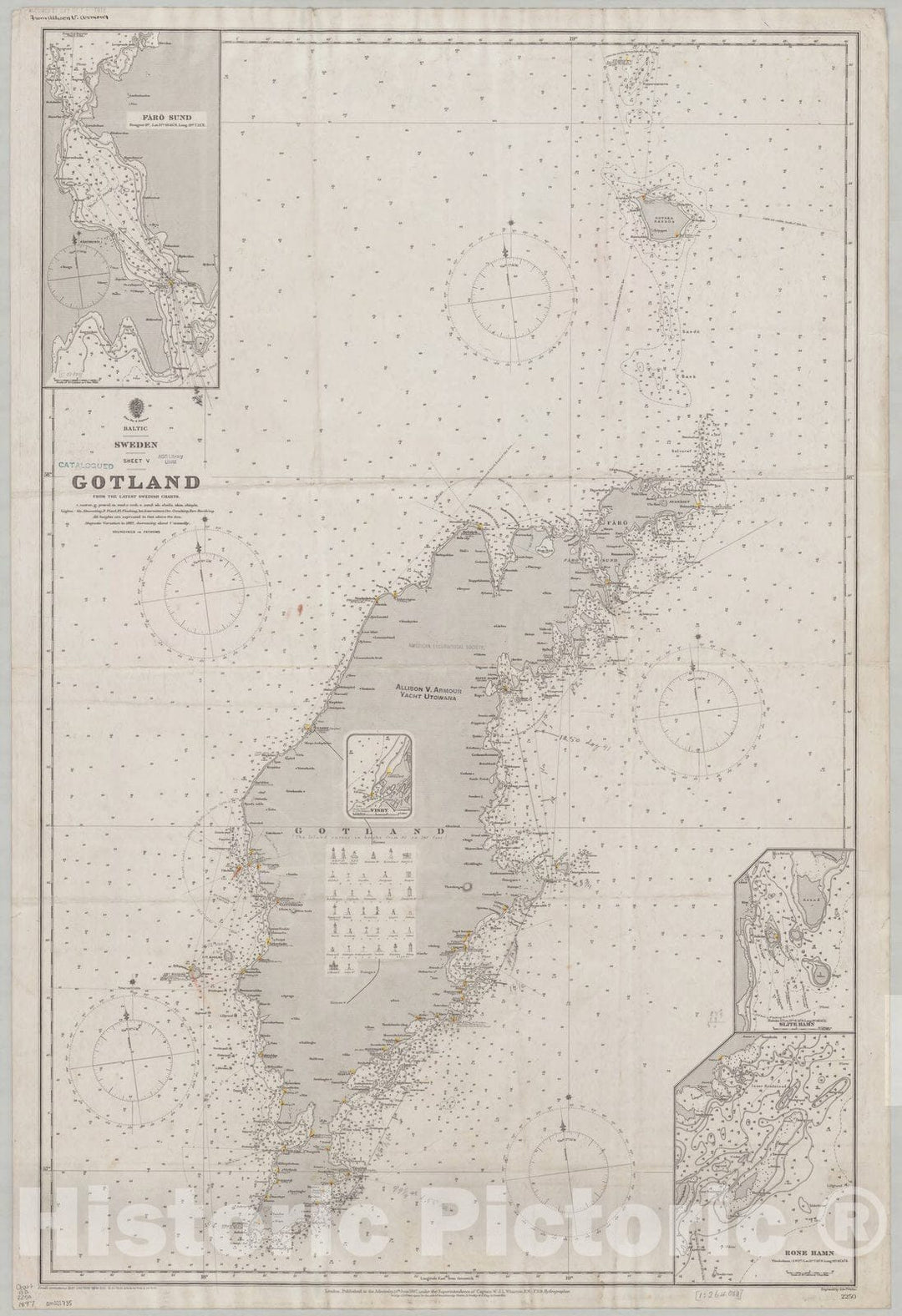 Map : Gotland, Sweden 1897, Baltic, Sweden, sheet V, Gotland , Antique Vintage Reproduction