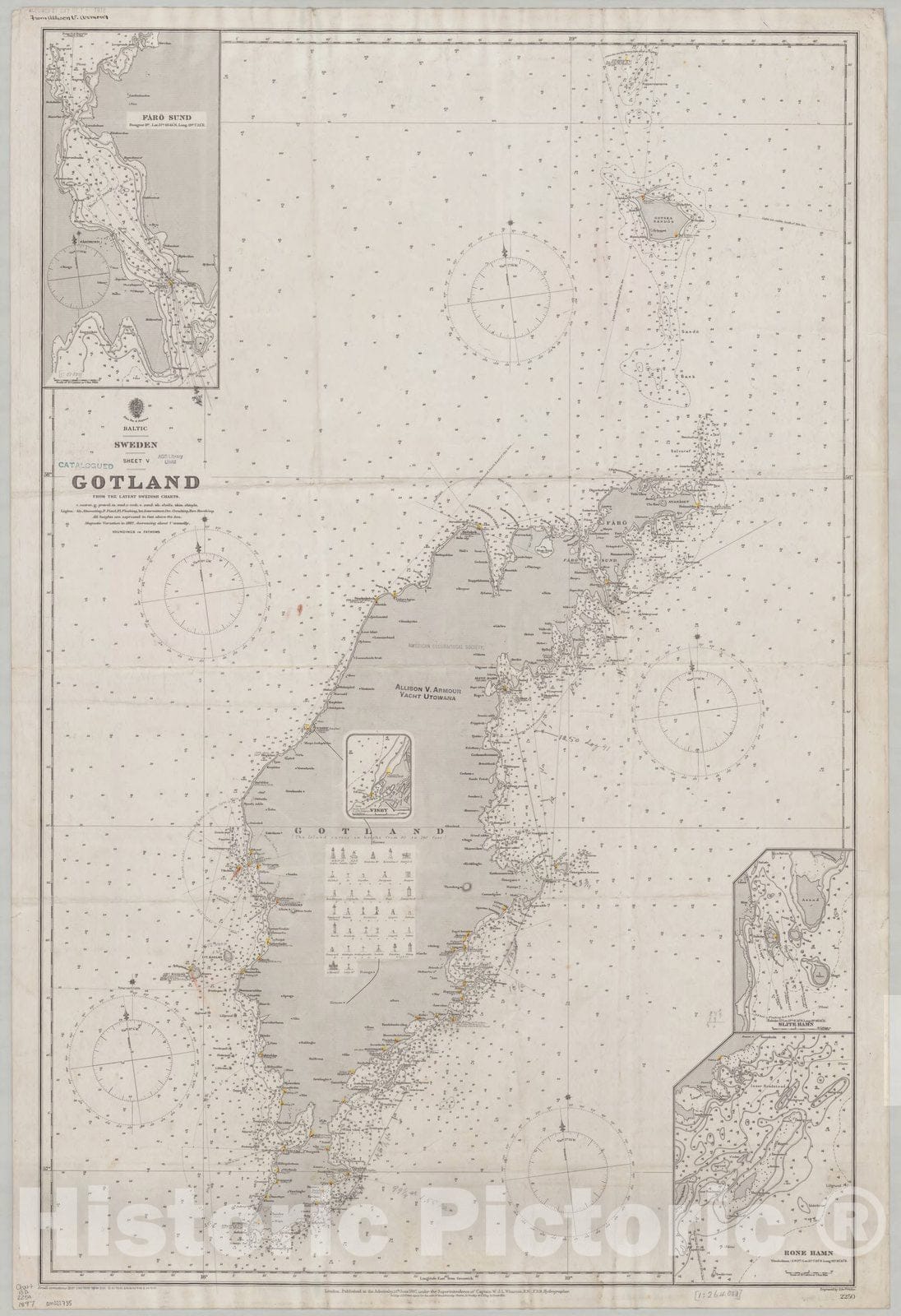 Map : Gotland, Sweden 1897, Baltic, Sweden, sheet V, Gotland , Antique Vintage Reproduction