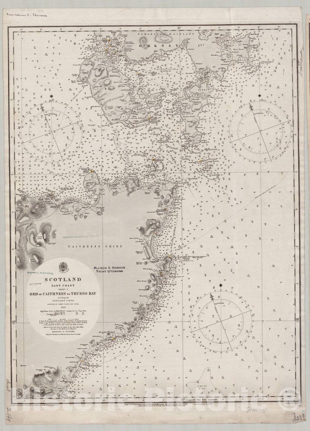 Map : Scotland, east coast 1899, Scotland, east coast, sheet v, Ord of Caithness to Thurso Bay , Antique Vintage Reproduction