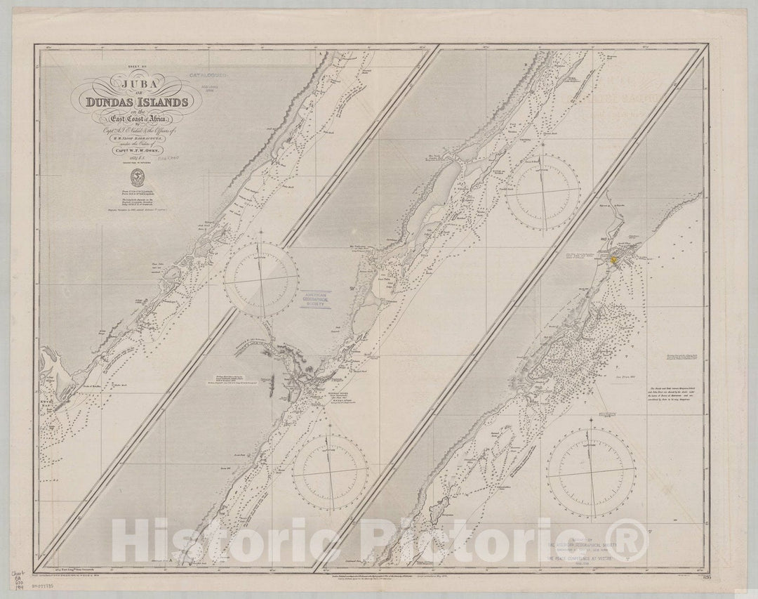 Map : Africa, east coast 1914, Sheet XII, Juba or Dundas Islands on the east coast of Africa , Antique Vintage Reproduction