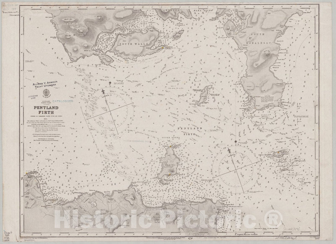 Map : Pentland Firth, Scotland 1898, Scotland, north coast, Pentland Firth , Antique Vintage Reproduction