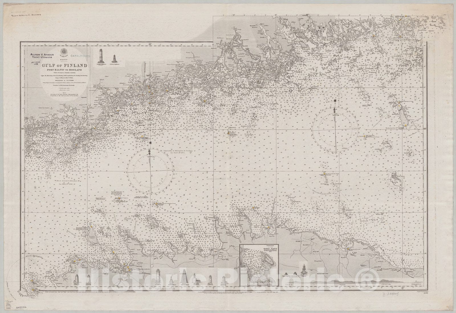 Map : Gulf of Finland 1898, Baltic, Gulf of Finland, Port Baltic to Hogland , Antique Vintage Reproduction