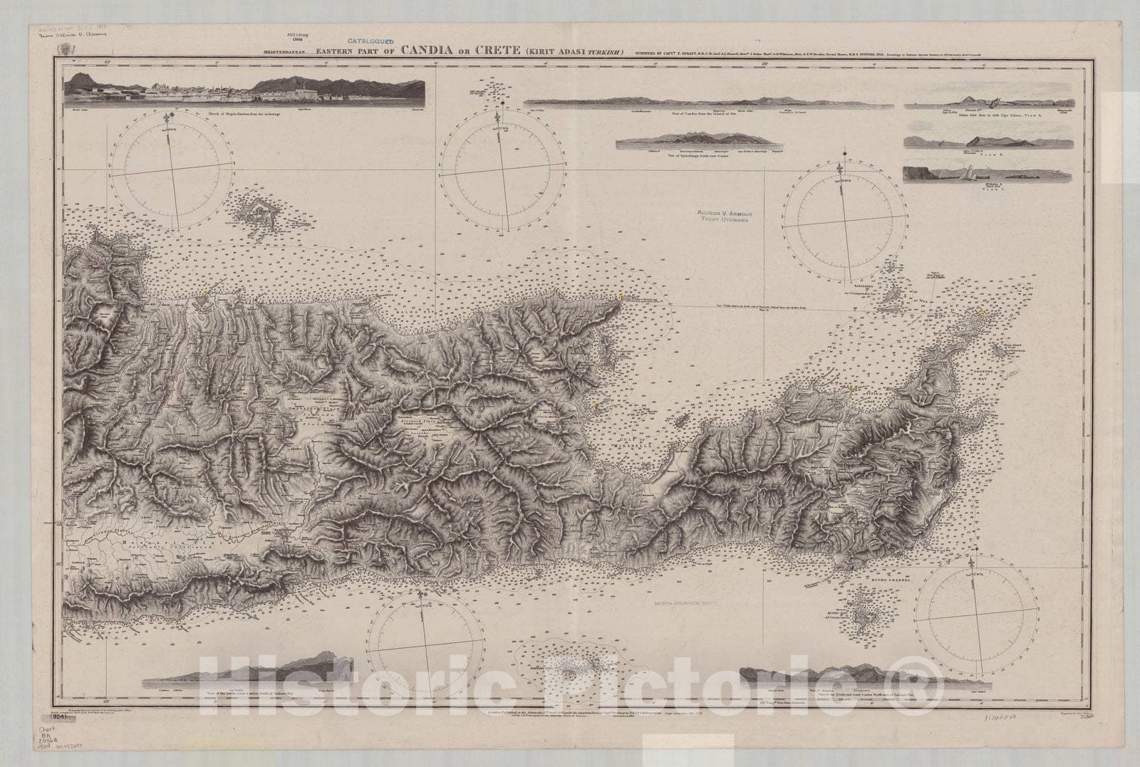 Map : Greece 1904, Mediterranean, eastern part of Candia or Crete, (Kirit Adani Turkish) , Antique Vintage Reproduction