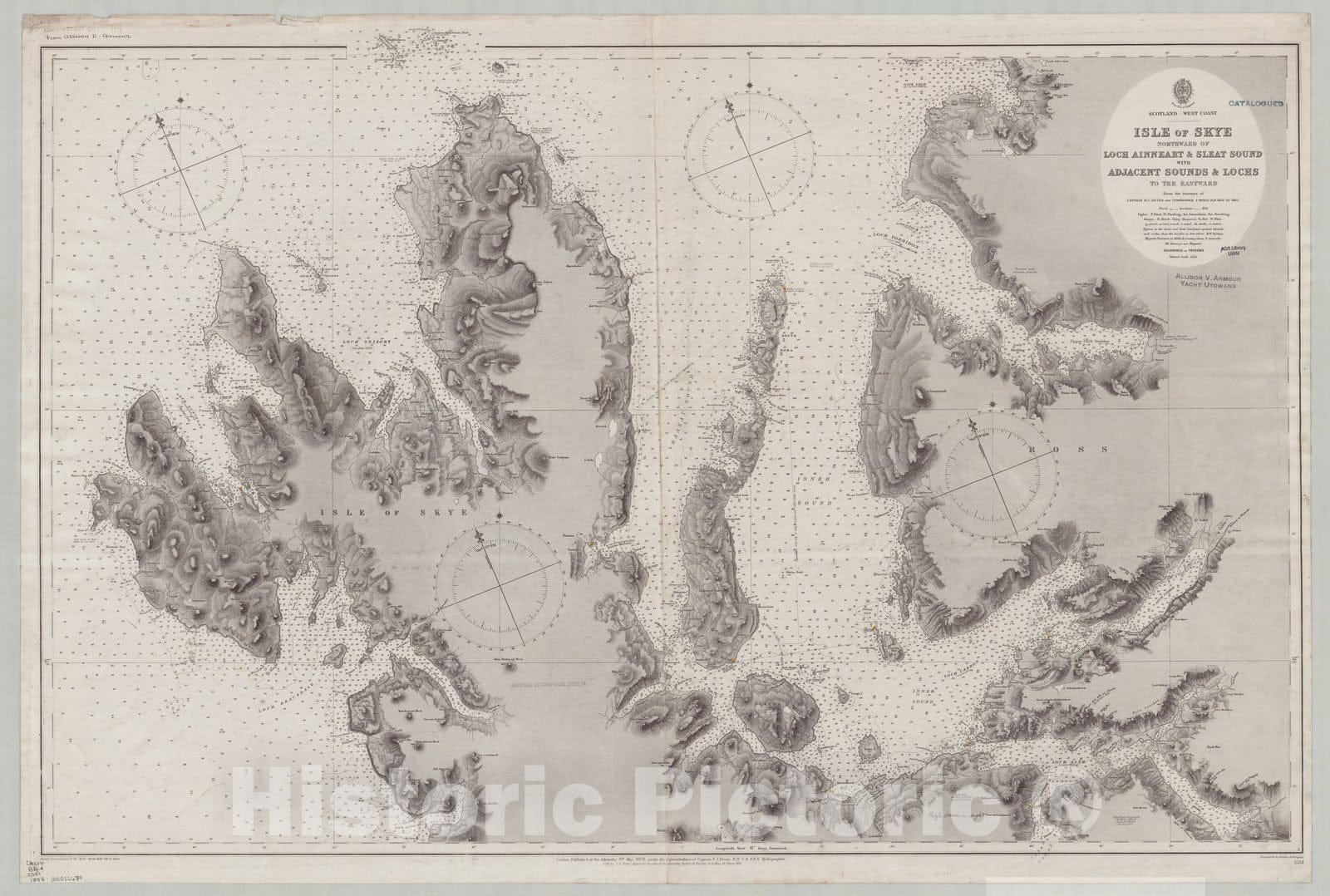 Map : Scotland, west coast 1893, Scotland, west coast, Isle of Skye, northward of Loch Ainneart & Sleat Sound, with adjacent sounds & lochs to the eastward