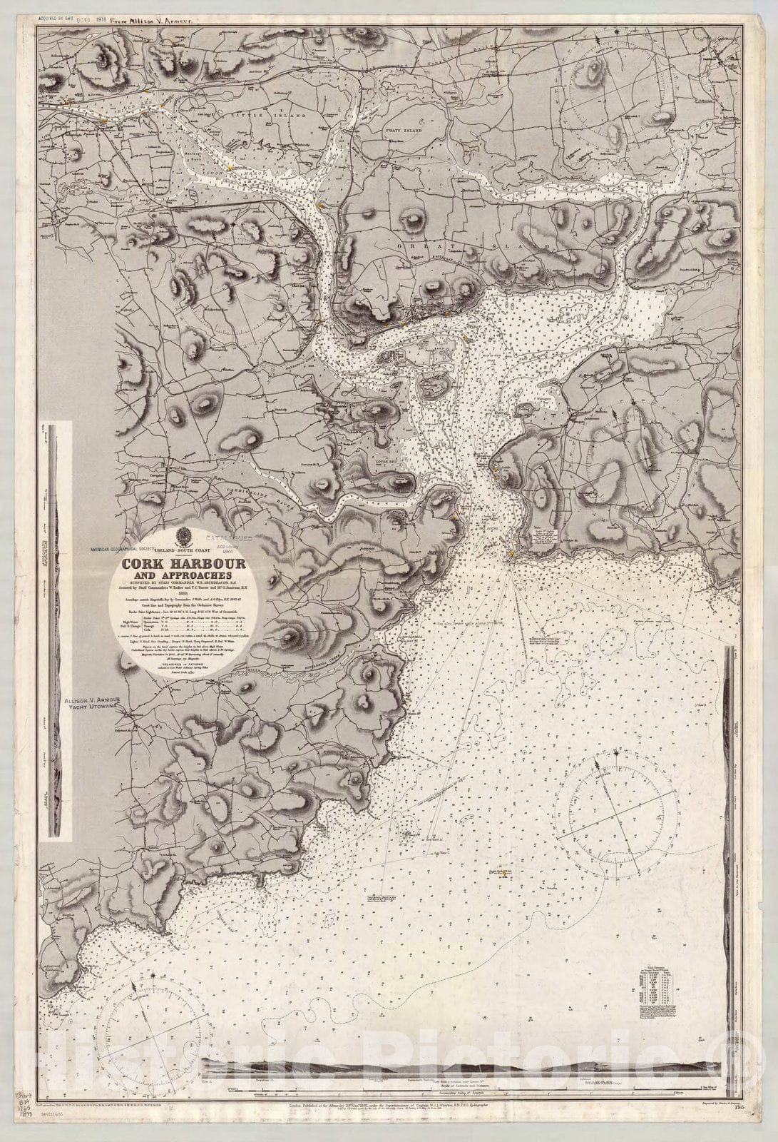 Map : Ireland, south coast 1898, Ireland, south coast, Cork Harbour and approaches , Antique Vintage Reproduction