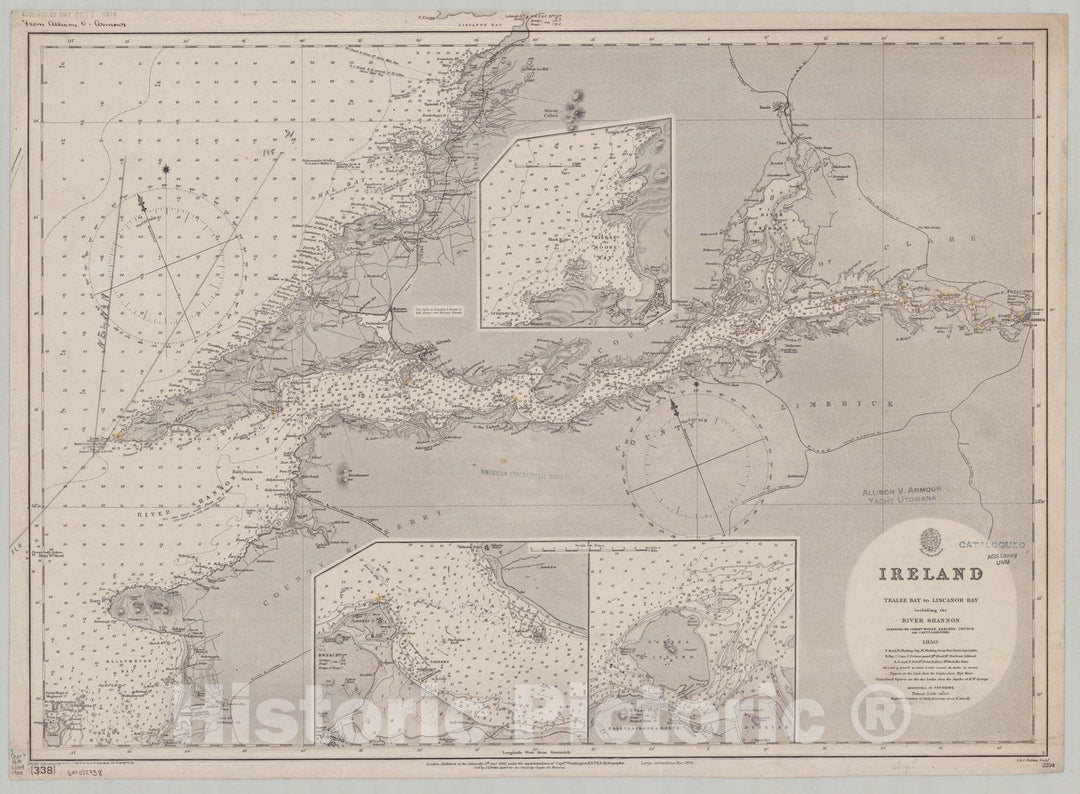 Map : Ireland 1900, Ireland, Tralee Bay to Liscanor Bay, including River Shannon , Antique Vintage Reproduction