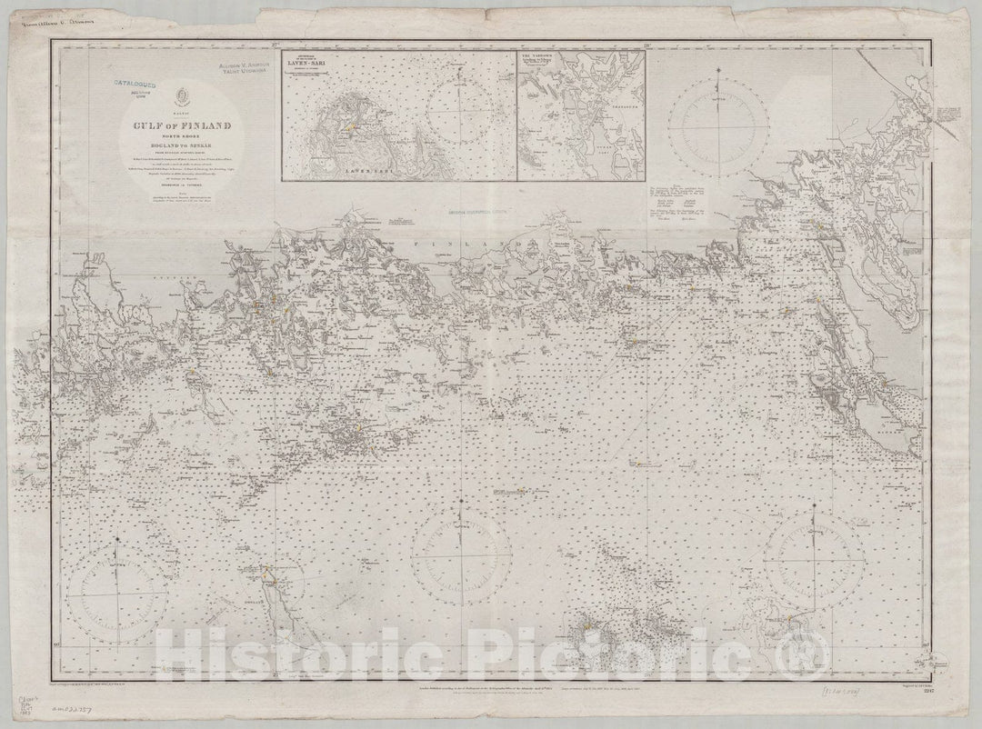 Map : Gulf of Finland 1898, Baltic, Gulf of Finland, north shore, Hogland to Seskar , Antique Vintage Reproduction