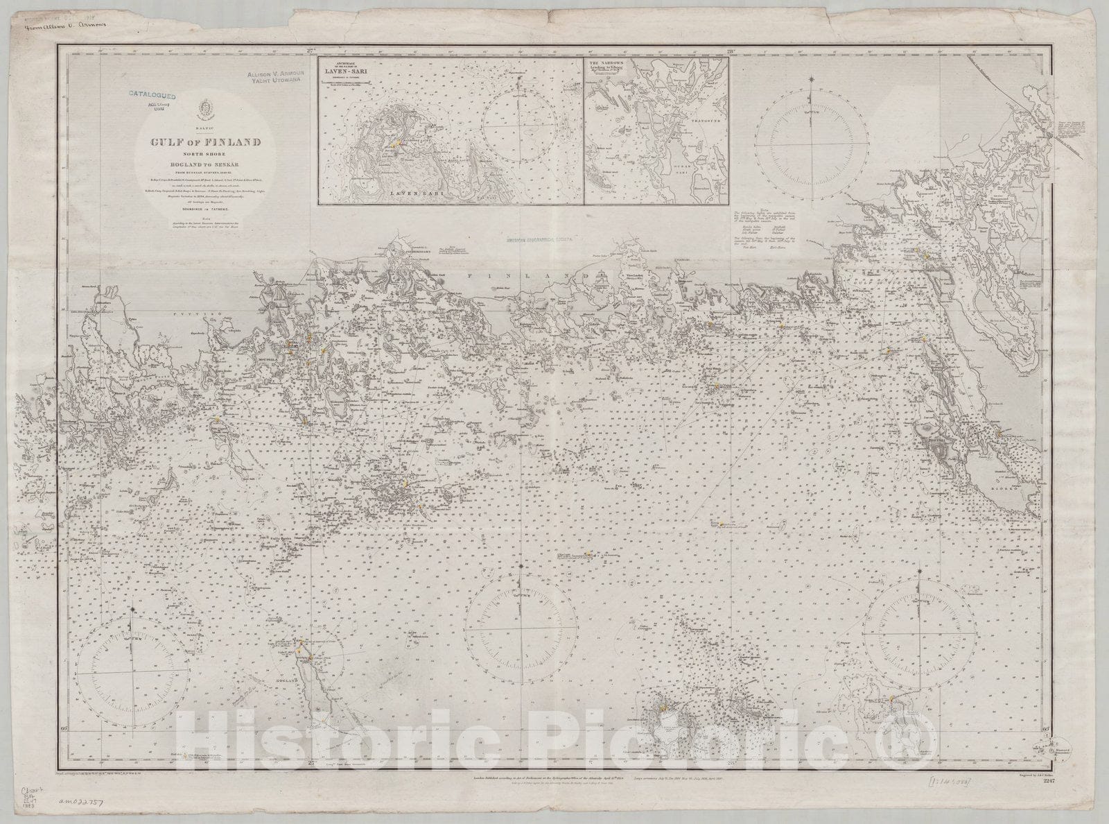 Map : Gulf of Finland 1898, Baltic, Gulf of Finland, north shore, Hogland to Seskar , Antique Vintage Reproduction