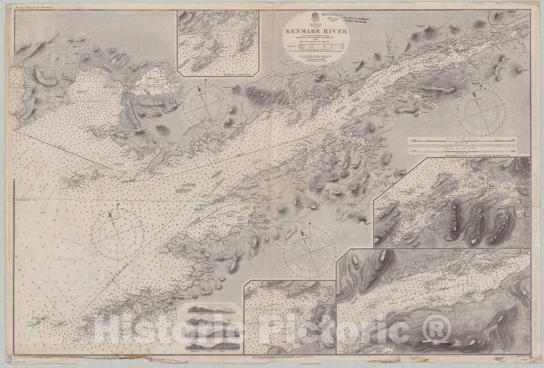 Map : Ireland, south coast 1899, Ireland, south coast, Kenmare River , Antique Vintage Reproduction