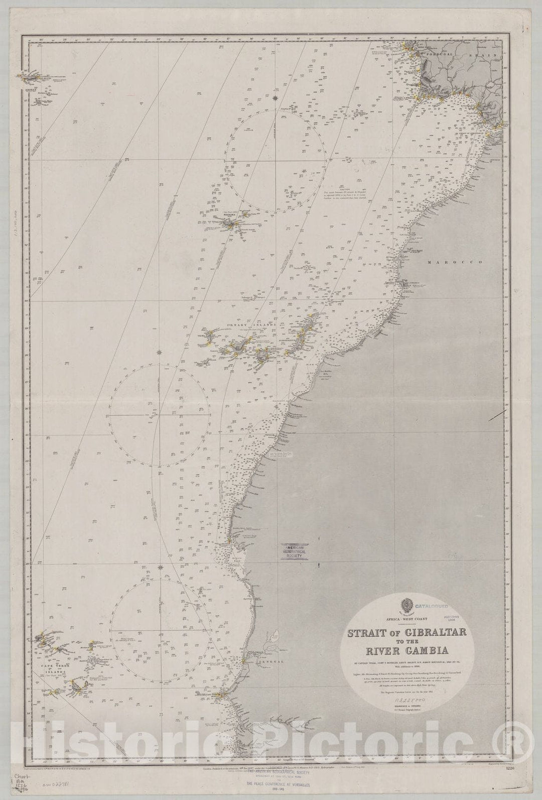 Map : Africa, west coast 1916, Africa, west coast, Strait of Gibraltar to the River Gambia , Antique Vintage Reproduction