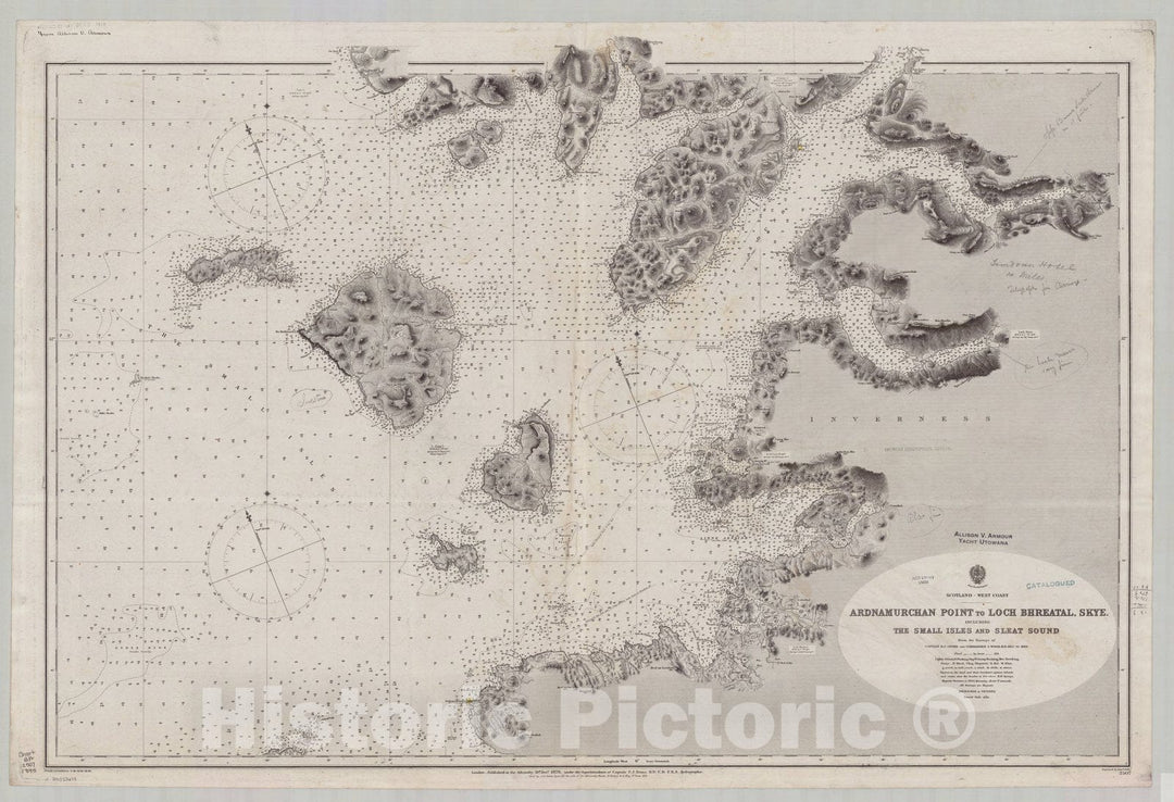 Historic Map : Scotland, west coast 1895, Scotland, west coast, Ardnamurchan Point to Loch Bhreatal, Skye, including the Small Isles and Sleat Sound , Antique Vintage Reproduction