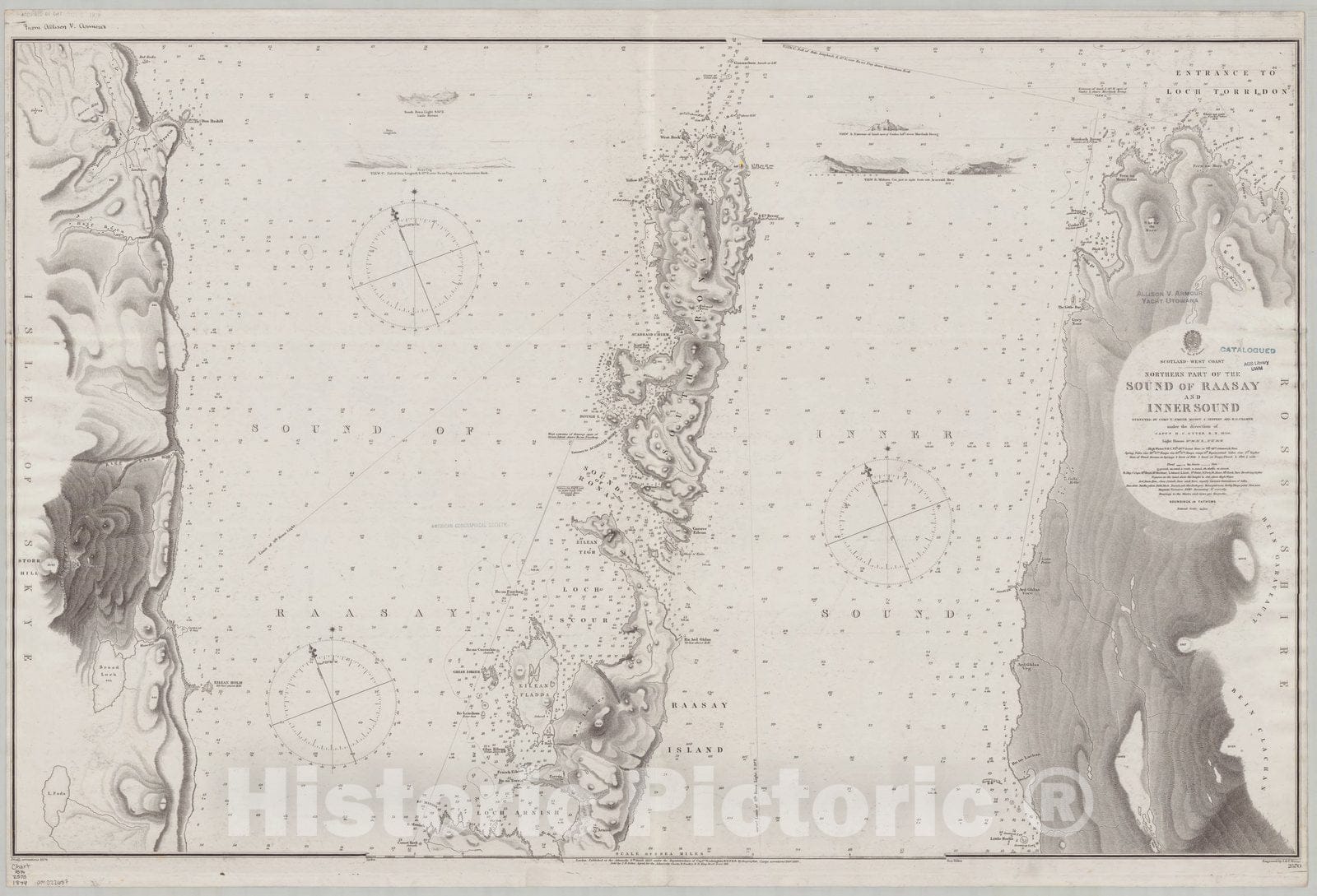 Map : Scotland, west coast 1874, Scotland- west coast, northern part of the Sound of Raasay and Inner Sound , Antique Vintage Reproduction